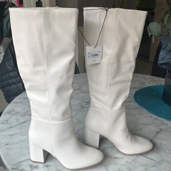 🆕 NWT Altar’d State marianne white ivory chunky heel mid-calf boots size 7 - Picture 2 of 8